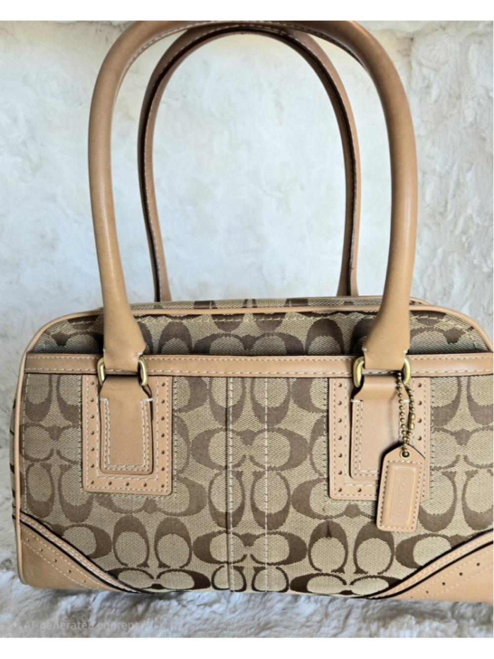 Coach Signature Monogram Jacquard Leather Shoulder Handbag Y2K EUC